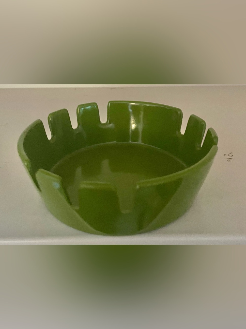 Vintage Avocado Green Melamine Ashtray MCM Mid Century Modern Retro